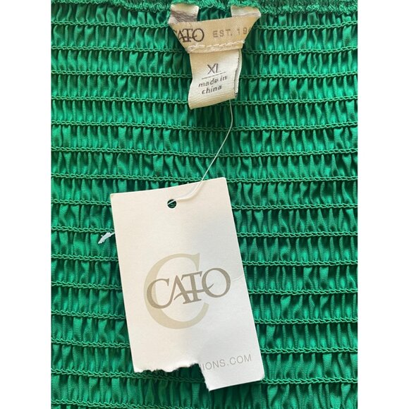 Cato’s Green Smocked Babydoll Top Ruffle Sleeves Square Neckline Womens XL Boho - Picture 4 of 11